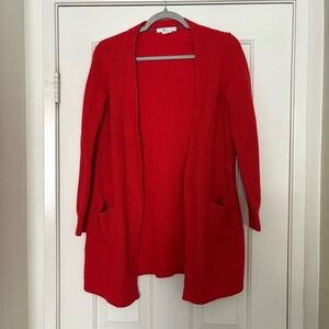 Boden chunky knit red cardigan size Small